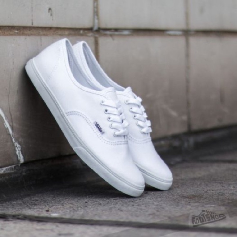 All White Authentic Lo Pro Vans